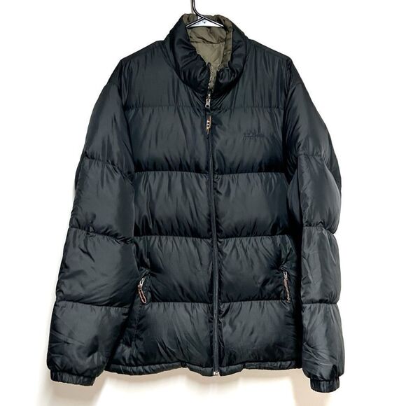 LL Bean Men’s Black Down Filled Reversible Puffer Jacket Like New Sz L - Picture 1 of 5